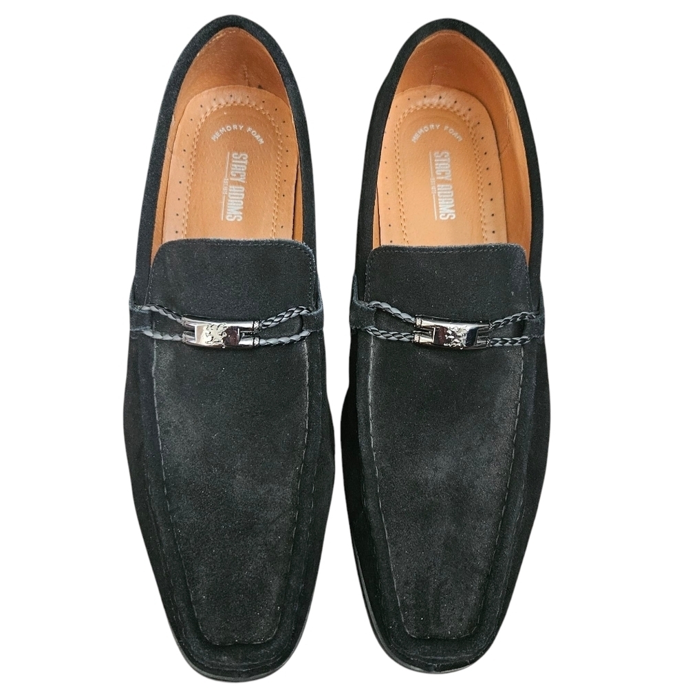 Stacy‎ Adams Neville Moc-Toe Black Suede Dressy Slip-On Loafers Men’s 14M